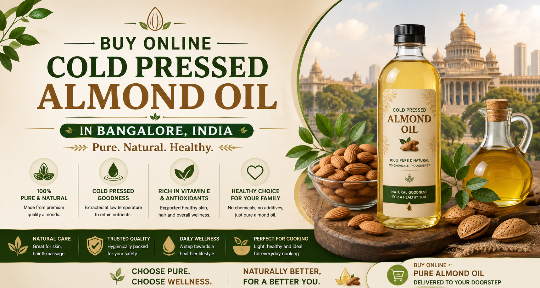 Buy Online Cold Pressed Almond Oil in Bangalore, India – Nurtura