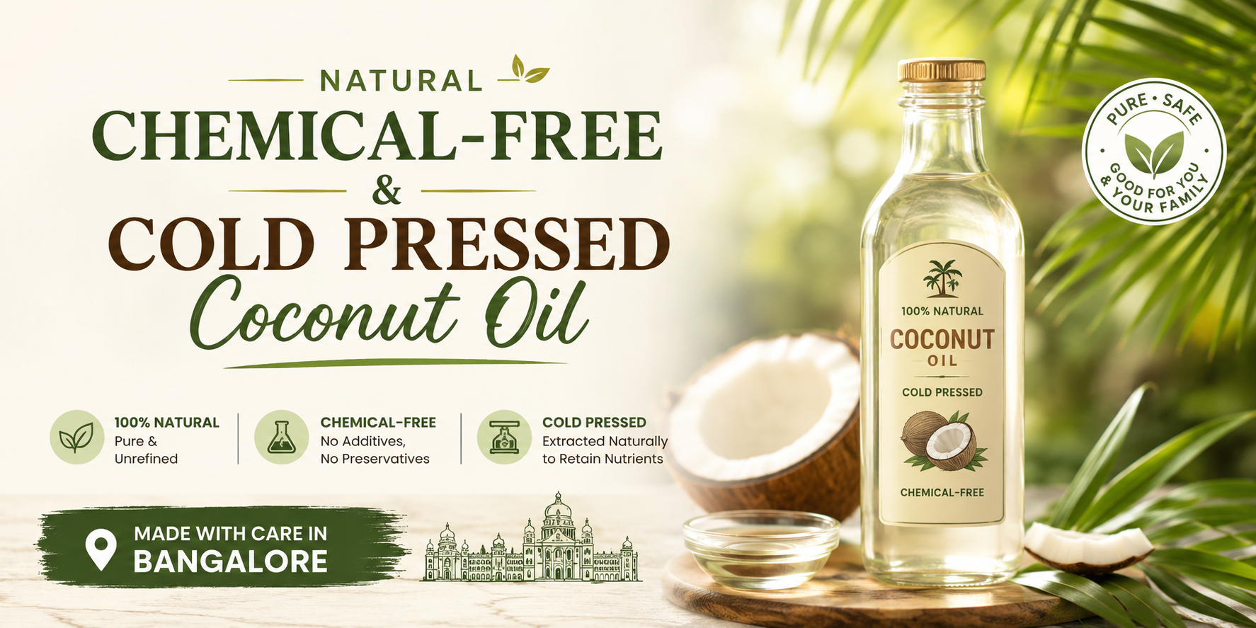 Natural, Chemical-Free and Cold Pressed Coconut Oil in Bangalore