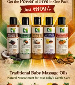 Traditional Baby Massage Oils Combo Pack of 5 – Black Sesame, White Sesame, Coconut, Virgin Mustard & Almond Oil (5×100ml)
