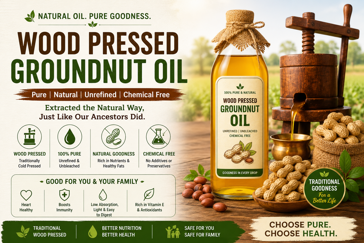Wood Pressed Groundnut Oil India