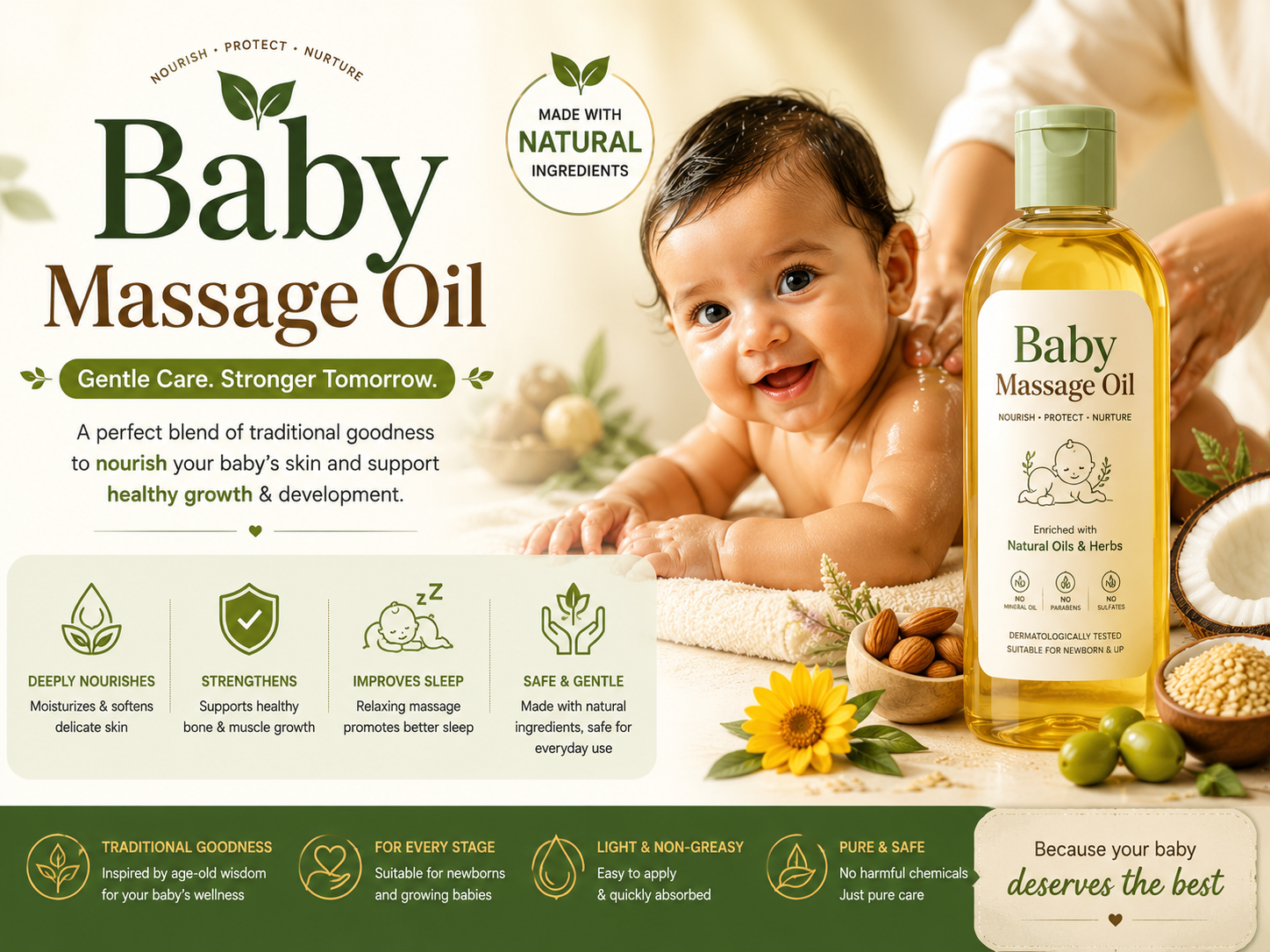 @Create image create a website bannerTraditional Baby Massage Oil without mobile number